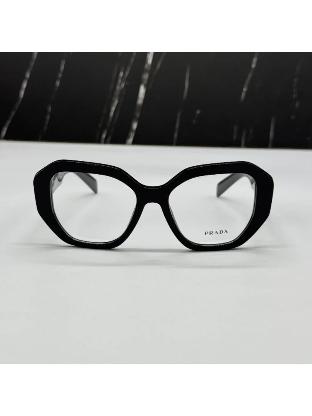 NWT Prada PRA07V 1AB1O1 Women Black Geometric Eyeglasses PR A07V
